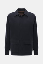 Front view of the Doppiaa Jacket 'Aaliante' navy, made from a mix of wool, high-quality microfiber and cashmere, soft feel, regular fit, concealed five-button placket, turn-down collar, patch pockets with flap, sleeve cuffs with cuff, back yoke with pinch