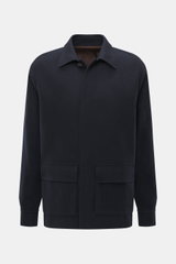 Front view of the Doppiaa Jacket 'Aaliante' navy, made from a mix of wool, high-quality microfiber and cashmere, soft feel, regular fit, concealed five-button placket, turn-down collar, patch pockets with flap, sleeve cuffs with cuff, back yoke with pinch