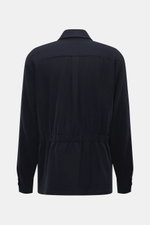 Back view of the Doppiaa Jacket 'Aaliante' navy, made of wool, microfiber, cashmere, soft feel, regular fit, turn-down collar, elastic waist, cuffed sleeves.