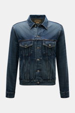 Polo Ralph Lauren Jeansjacke rauchblau, Frontansicht, Denim aus reiner Baumwolle, leicht griffig, Slim Fit, Nähte in Kontrastfarbe, sechs-Knopf-Leiste, Umlegekragen, Brusttaschen mit Patte, paspelierte Eingriffstaschen, Ärmel mit Knopf, Knopfriegel am Sau