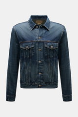 Polo Ralph Lauren Jeansjacke rauchblau, Frontansicht, Denim aus reiner Baumwolle, leicht griffig, Slim Fit, Nähte in Kontrastfarbe, sechs-Knopf-Leiste, Umlegekragen, Brusttaschen mit Patte, paspelierte Eingriffstaschen, Ärmel mit Knopf, Knopfriegel am Sau