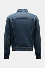 Polo Ralph Lauren Jeansjacke rauchblau aus leicht griffigem Denim, Slim Fit, Nähte in Kontrastfarbe, Rückansicht mit Umlegekragen, regulierbaren Knopfriegeln.