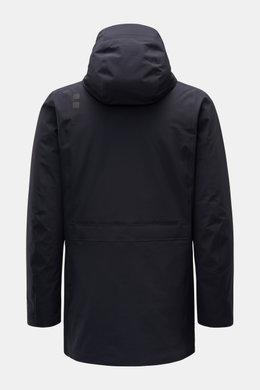 UBR Parka 'Regulator' schwarz, Rückansicht mit Kapuze, wasserdicht, elastisch, Slim Fit, Primaloft-Wattierung, Microfaser, Windblende, Taschen
