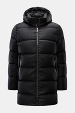 UBR Daunenjacke 'Concord' schwarz meliert, Frontansicht, Slim Fit, reine Wolle, weiche Daunenfüllung, Zwei-Wege-Reißverschluss, Kapuze abnehmbar.
