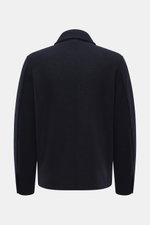 Rückansicht der 04651/ A trip in a bag Wolljacke 'Boiled Blouson' navy aus Bouclé-Strick reiner Schurwolle, gewalkte Qualität, weicher Griff, Slim Fit.
