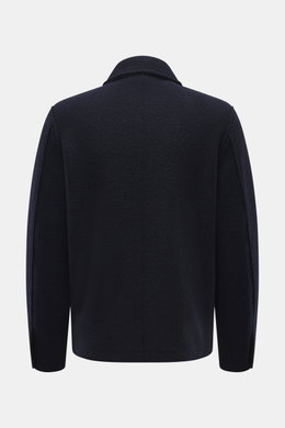 Rückansicht der 04651/ A trip in a bag Wolljacke 'Boiled Blouson' navy aus Bouclé-Strick reiner Schurwolle, gewalkte Qualität, weicher Griff, Slim Fit.