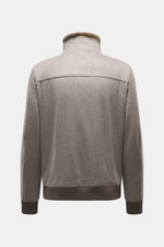Alt tag (125 characters): Rear view of Eddy Monetti Cashmere blouson 'Rius' grey melange with ribbed cuffs and stand-up collar with fur trim.

Description:
<p>High-quality blouson by EDDY MONETTI: The model 'Rius' impresses with a comfortable fit made of 