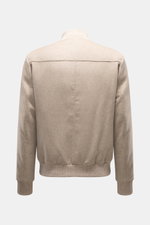 Rückansicht des Eddy Monetti Cashmere Daunenblouson 'Teos' beige mit Stehkragen, Rippbündchen, Regular Fit und leichter Daunenfüllung.