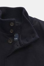 Close-up front view of the rib-knit stand-up collar and six-button placket on the Eddy Monetti Cashmere down blouson 'Teos' beige.

Description: <p>Lightweight, pleasantly warming quality: The sporty blouson 'Teos' features a high-quality down filling and