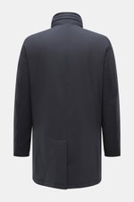 Eddy Monetti Jacke 'David' navy Rückansicht, Slim Fit, hochwertige Microfaser, glatter Griff, wasserabweisend, Zwei-Wege-Reißverschluss, Stehkragen mit Kapuze.