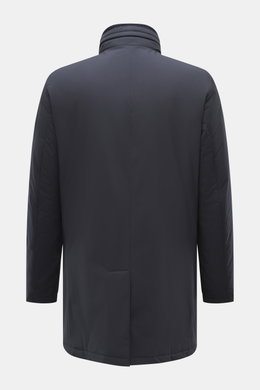 Eddy Monetti Jacke 'David' navy Rückansicht, Slim Fit, hochwertige Microfaser, glatter Griff, wasserabweisend, Zwei-Wege-Reißverschluss, Stehkragen mit Kapuze.
