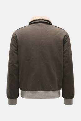 Brunello Cucinelli Blouson graubraun, Rückansicht, Slim Fit, Baumwollmix, Umlegekragen mit abnehmbarem Sherpa-Fleece, elastische Bündchen, Fronttaschen.