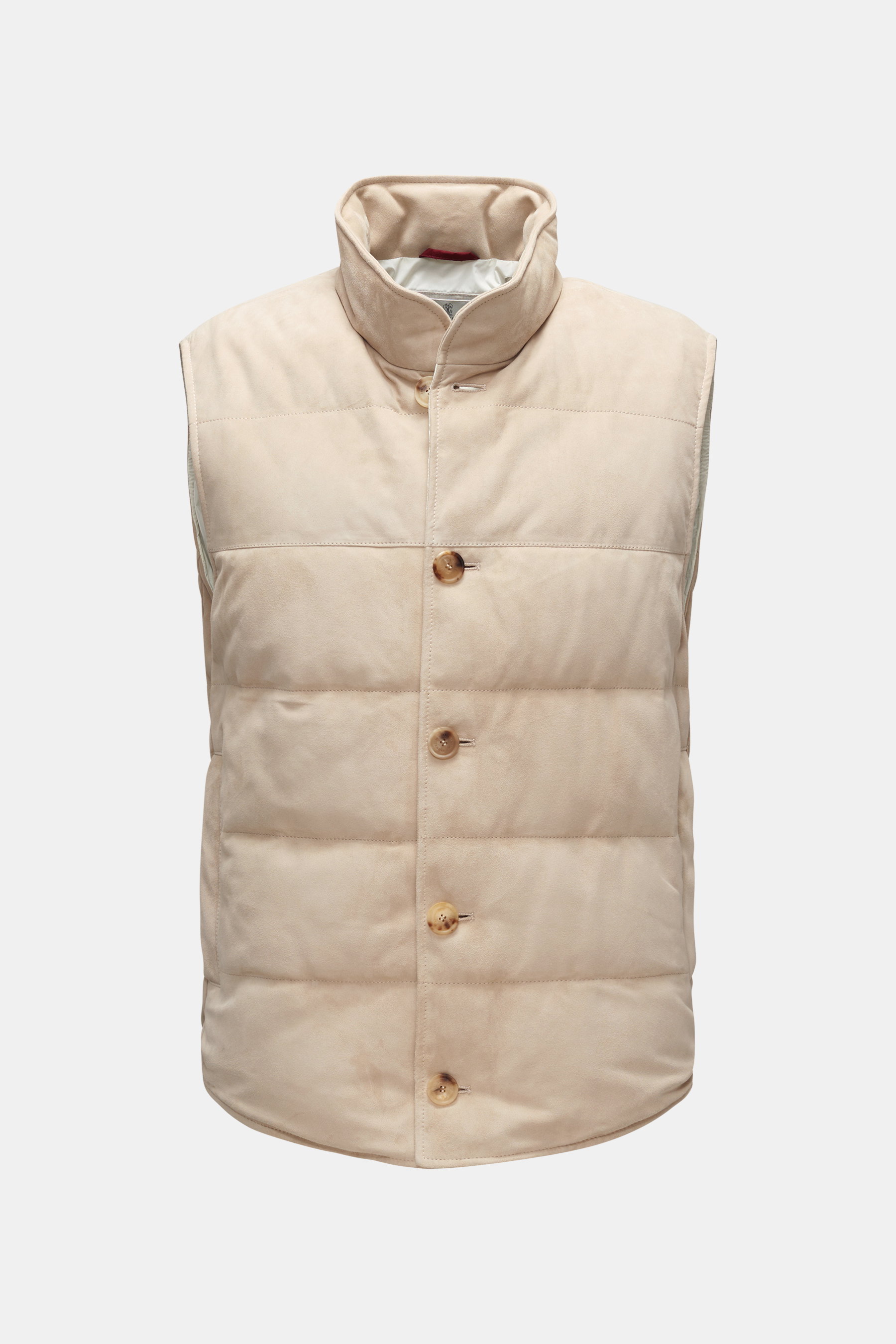 Brunello Cucinelli Veloursleder-Daunenweste beige