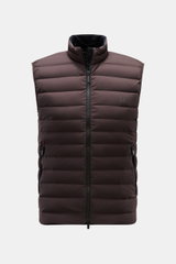 UBR Daunenweste 'Supersonic' graubraun, elastische Microfaser, wasserabweisend, Slim Fit, hochschließender Kragen, Frontansicht mit Zwei-Wege-Reißverschluss