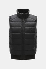 Belstaff Daunenweste 'Compound' schwarz, Vorderansicht, hochwertige Microfaser, glatter Griff, leichte Daunenfüllung, wasserabweisend, Slim Fit, robuster Reißverschluss, Stehkragen, BELSTAFF-Weblabel, Zipper-Fronttaschen, elastischer Saum, geschmeidiger F
