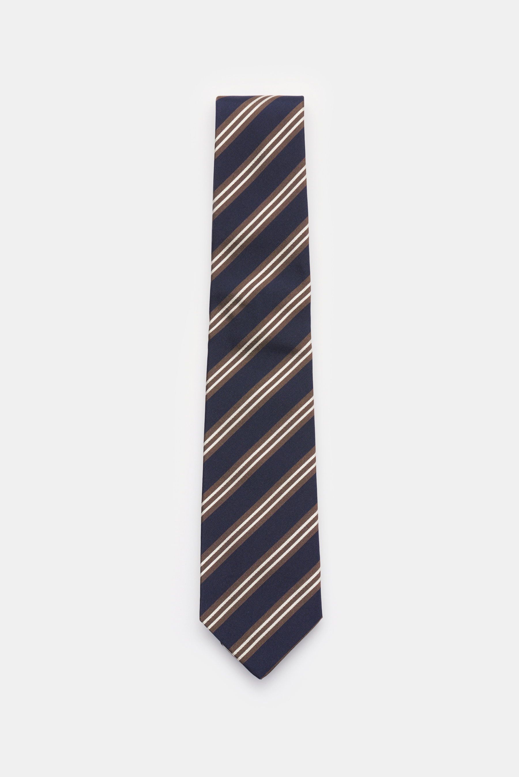 Borrelli Seidenkrawatte navy/braun/silbergrau gestreift