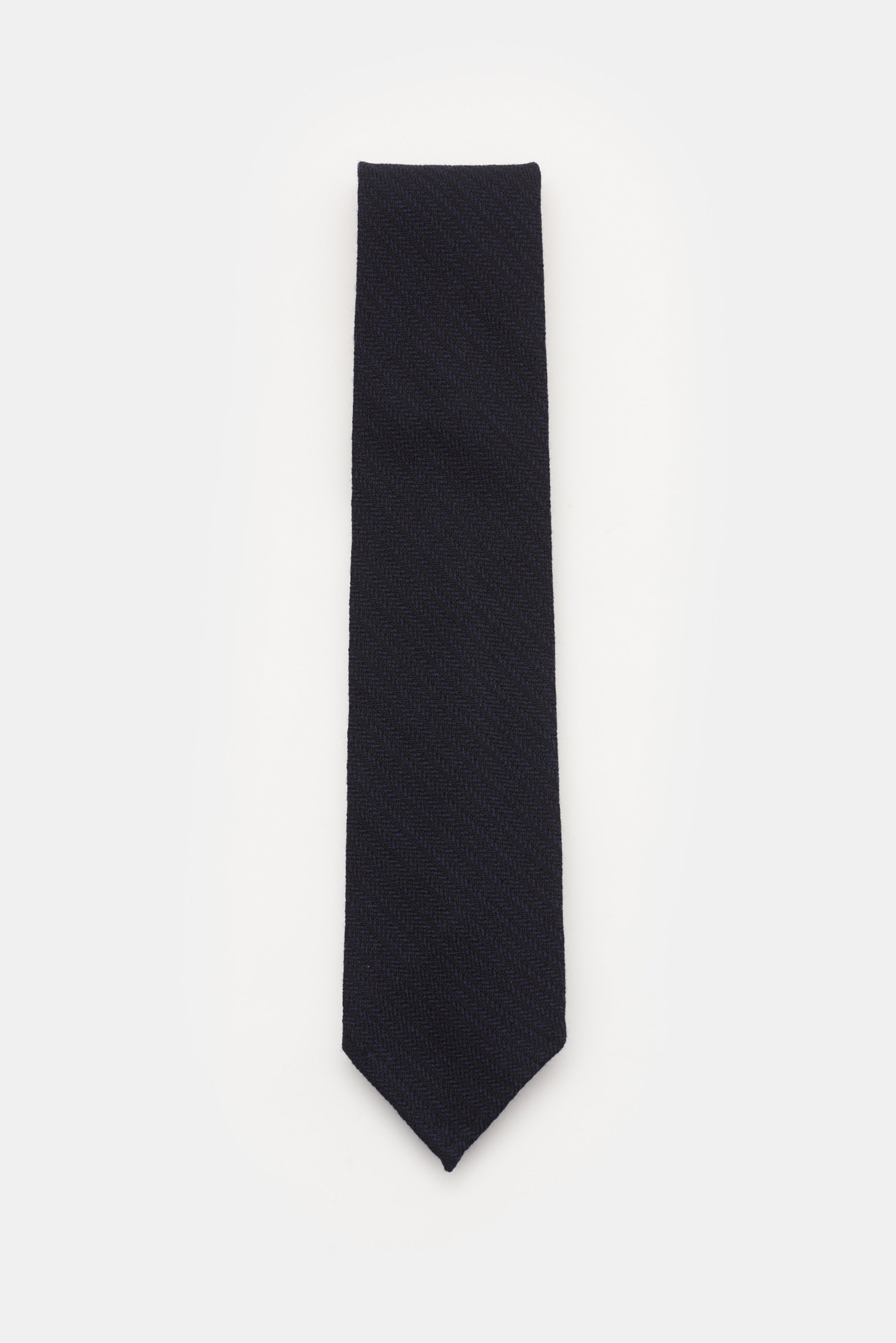 Finamore Wollkrawatte navy/schwarz gestreift