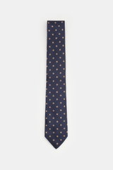 Borrelli Silk tie navy/beige/white patterned