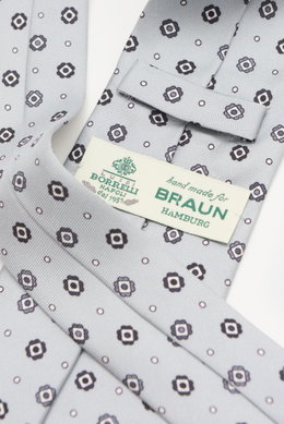 Borrelli Silk tie grey/white/black patterned