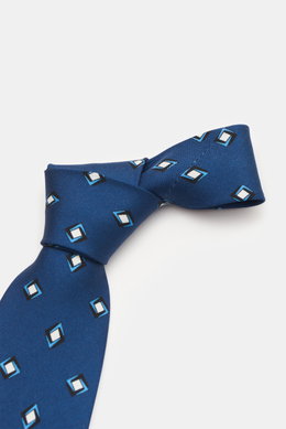 Stile Latino Silk tie dark blue/light blue/white patterned