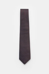 Borrelli Silk tie dark brown/navy/silver-grey patterned
