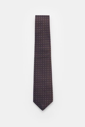 Borrelli Seidenkrawatte dunkelbraun/navy/silbergrau gemustert