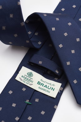 Borrelli Seidenkrawatte navy/grau gemustert