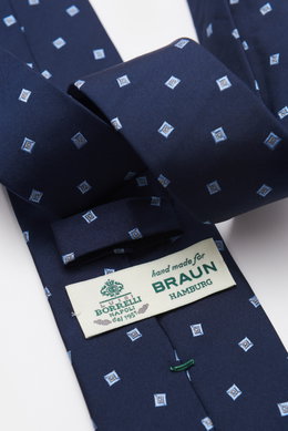 Borrelli Seidenkrawatte navy/hellblau gemustert