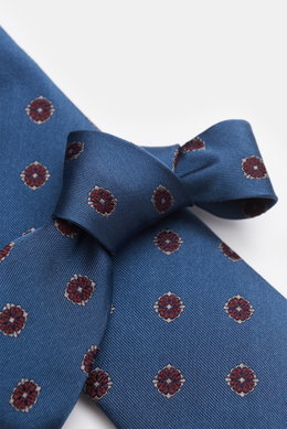 Borrelli Seidenkrawatte rauchblau/bordeaux/grau gemustert