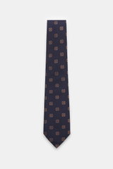 Borrelli Seidenkrawatte navy/hellbraun/grau gemustert