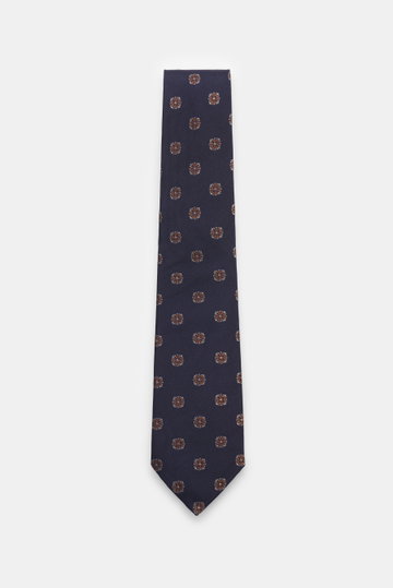 Borrelli Seidenkrawatte navy/hellbraun/grau gemustert