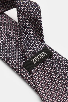 Zegna Silk tie black/rose/off-white patterned