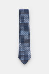 Zegna Silk tie navy/light blue/white checked