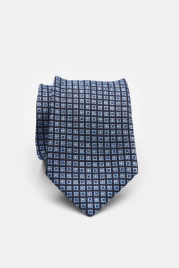 Zegna Silk tie navy/light blue/white checked