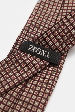 Zegna Silk tie burgundy/beige/red checked
