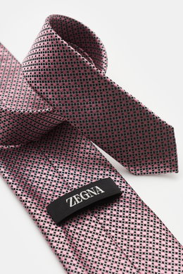 Zegna Silk tie rose/black/light grey patterned