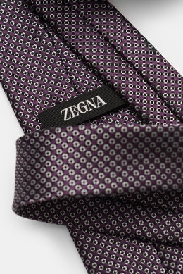 Zegna Silk tie dark purple/black/white patterned
