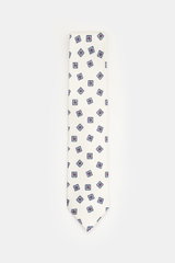 Eddy Monetti Seidenkrawatte creme/navy/rot gemustert