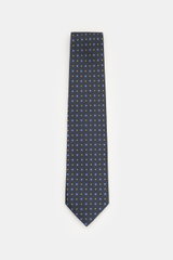 Eddy Monetti Seidenkrawatte dark navy/hellblau/gelb gemustert