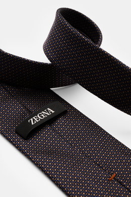 Zegna Silk tie black/brown/dark blue patterned