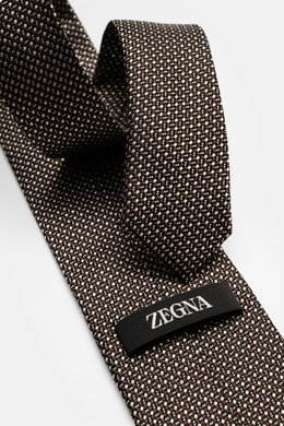 Zegna Silk tie black/brown/off-white patterned