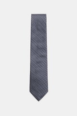 Zegna Silk tie black/smoky blue/light grey patterned