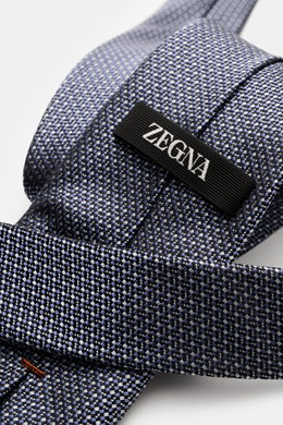 Zegna Silk tie black/smoky blue/light grey patterned