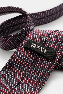 Zegna Silk tie black/burgundy/light grey patterned