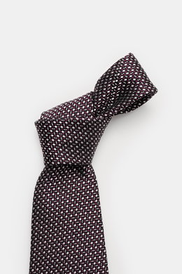 Zegna Silk tie black/purple/light grey patterned