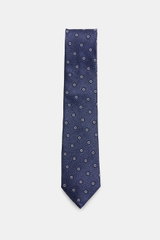 Zegna Silk tie grey-blue/navy/off-white patterned