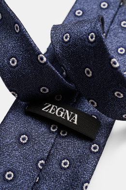 Zegna Silk tie grey-blue/navy/off-white patterned
