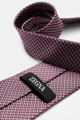 Zegna Silk tie purple/black/light grey patterned