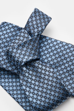 Zegna Silk tie smoky blue/black patterned