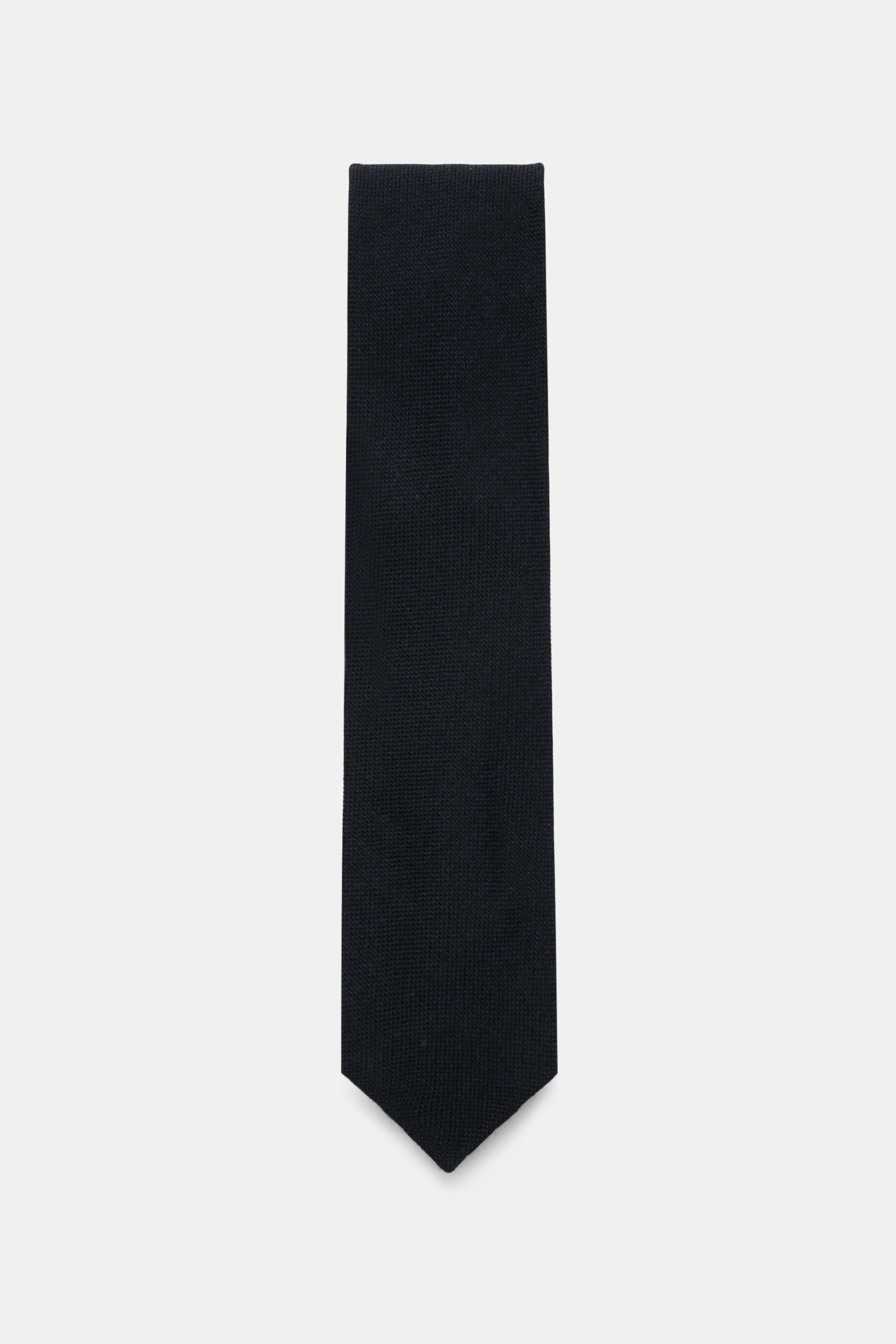 Cesare Attolini Woll-Krawatte "Sfoderata" navy, frontal fotografiert, reine Schurwolle, feine Webstruktur, weicher Griff, leichte Qualität, Made in Italy, Breite 8,5 cm